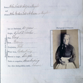 Image of a Greeenock Prison particulars of a female Prisoner and her photograph, 17 February 1872 (Crown Copyright, National Records of Scotland, HH12/56/7)