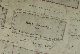 Detailed map of Royal Exchange Buildings, central Glasgow, (National Records of Scotland, IRS118/837).