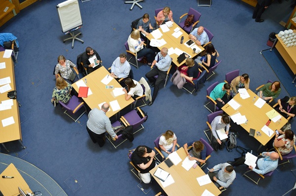 Photograph showing consultations taking place