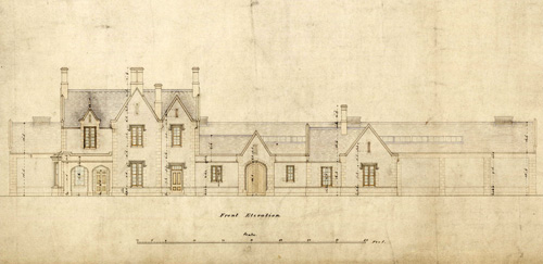 Elevation of Galashiels Station (North British Railway), 1 February 1847, National Records of Scotland, RHP15711 (detail).