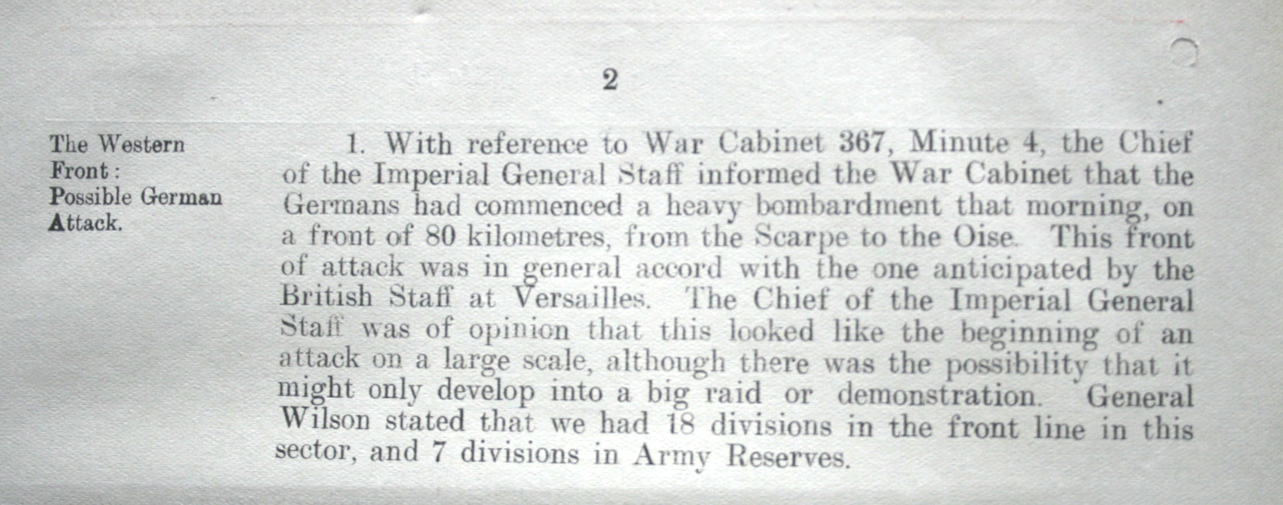 War Cabinet Meeting 369, p.2, 21 March 1918