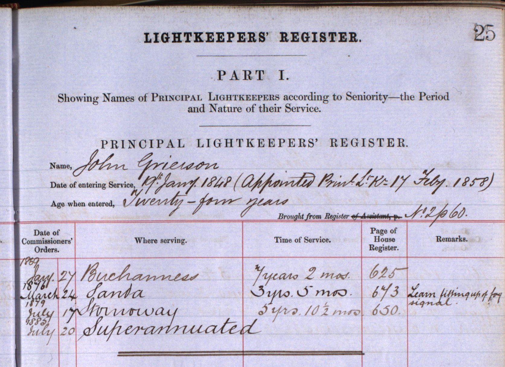John Grierson's record of work for the Commissioners of Northern Lighthouse