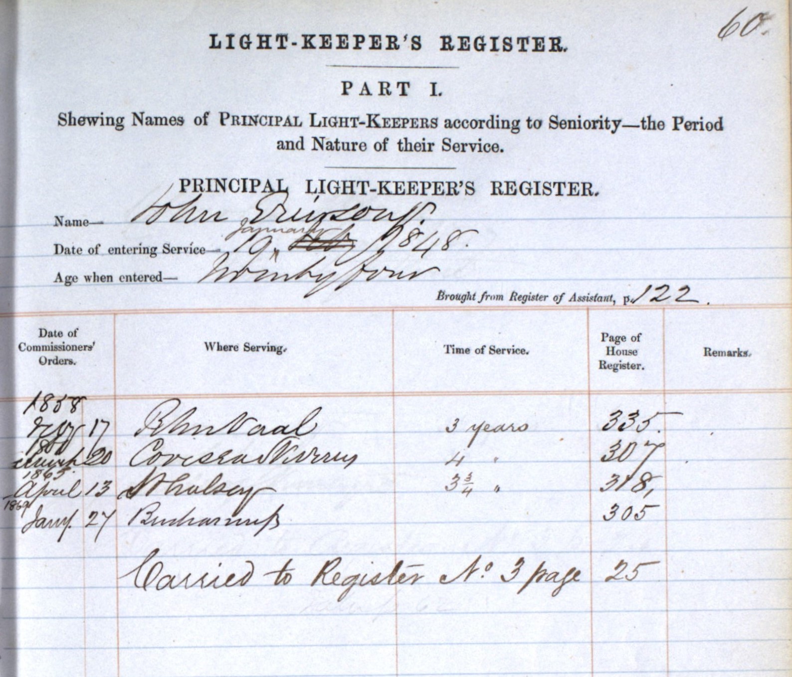 John Grierson's (junior) record of work for the Northern Lighthouse Board