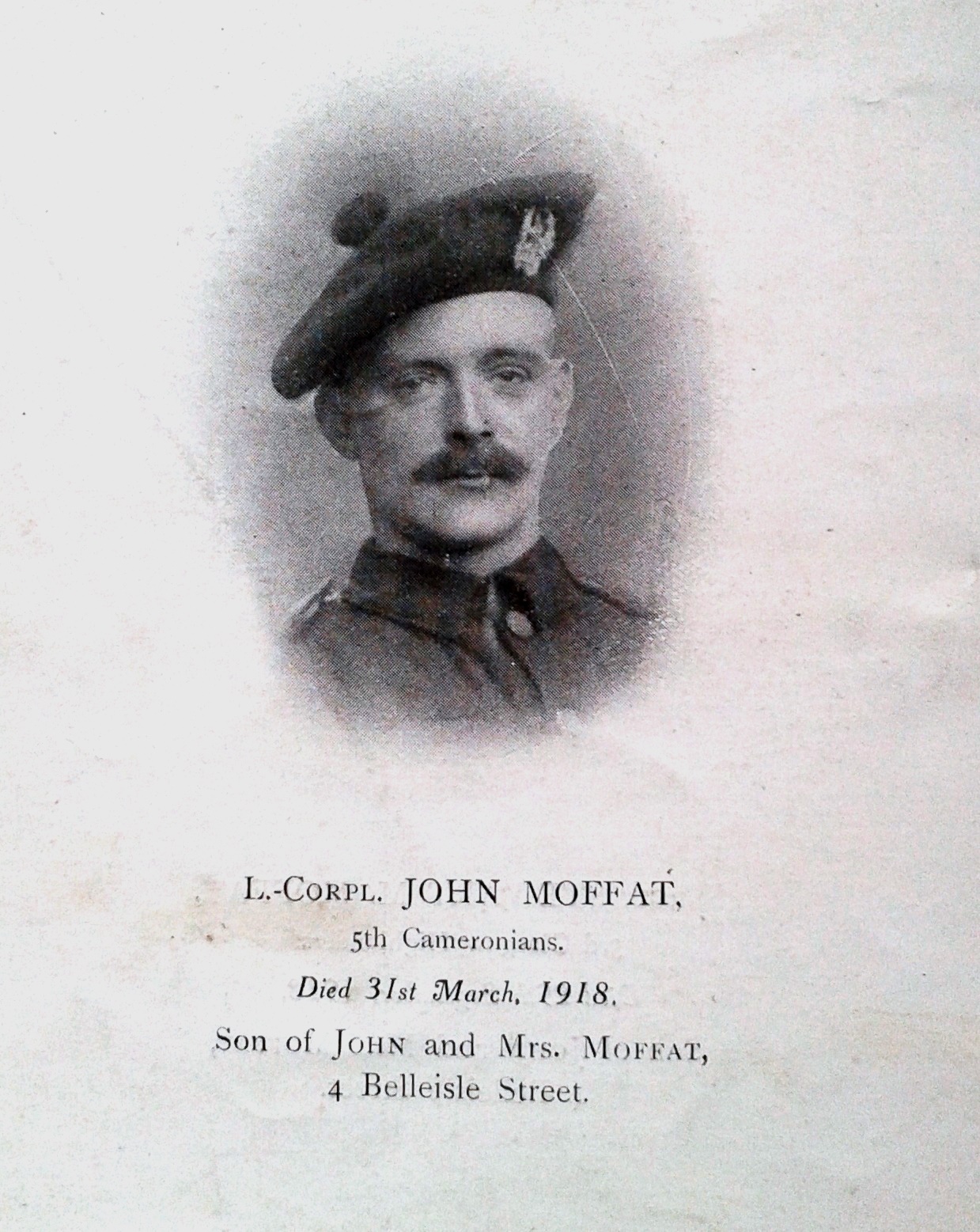 Lance Corporal John Moffat, 5th Cameronians