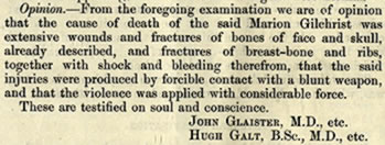 Opinion from the doctors' report (NRS, Crown Copyright, AD21/5/28)