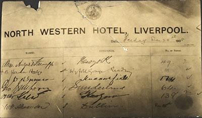 A photographic print of Oscar Slater's signature on the North Western Hotel's signing-in sheet (NRS, Crown Copyright, JC34/1/32/43)