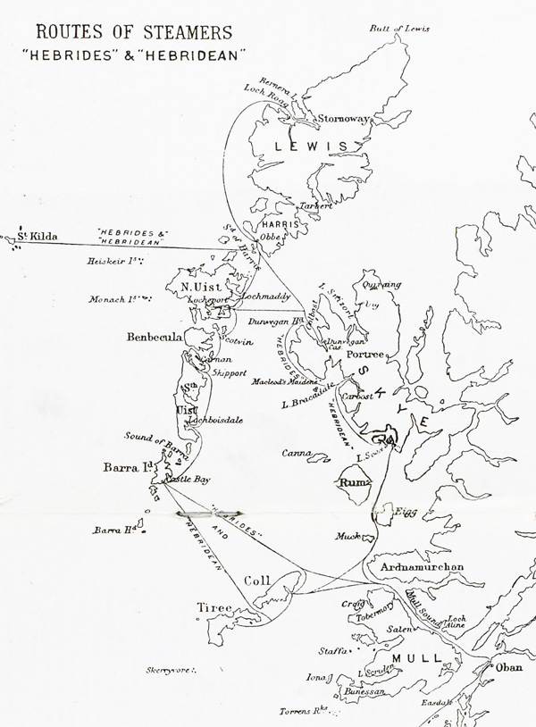 Chart showing steamer routes to St Kilda, c1929 (National Records of Scotland, HH65/22)