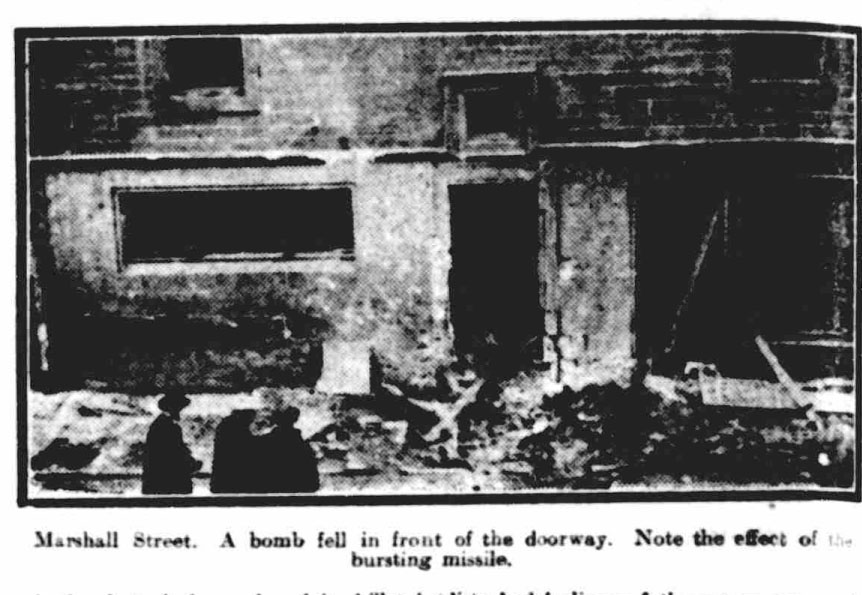 Photograph showing the damage to 16 Marshall Street, from an article published in The Sunday Post, 9 February 1919. Reproduced by kind permission of The Sunday Post (c) DC Thomson & Co Ltd