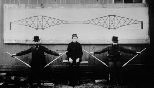 Image of Forth Rail Bridge cantilever demonstration, National Records of Scotland BR-FOR-4-34-161