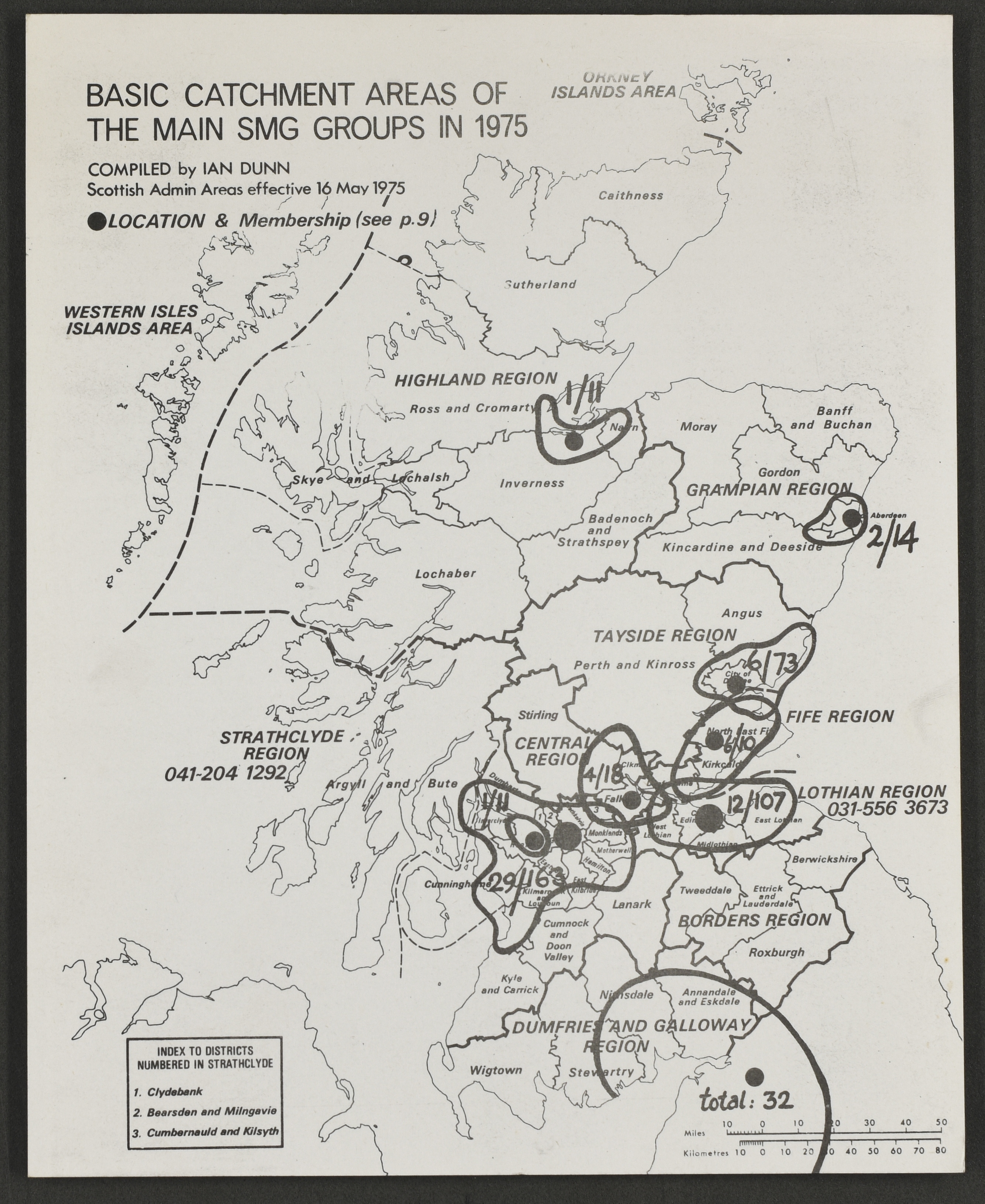 Catchment areas of the main SMG groups in 1975