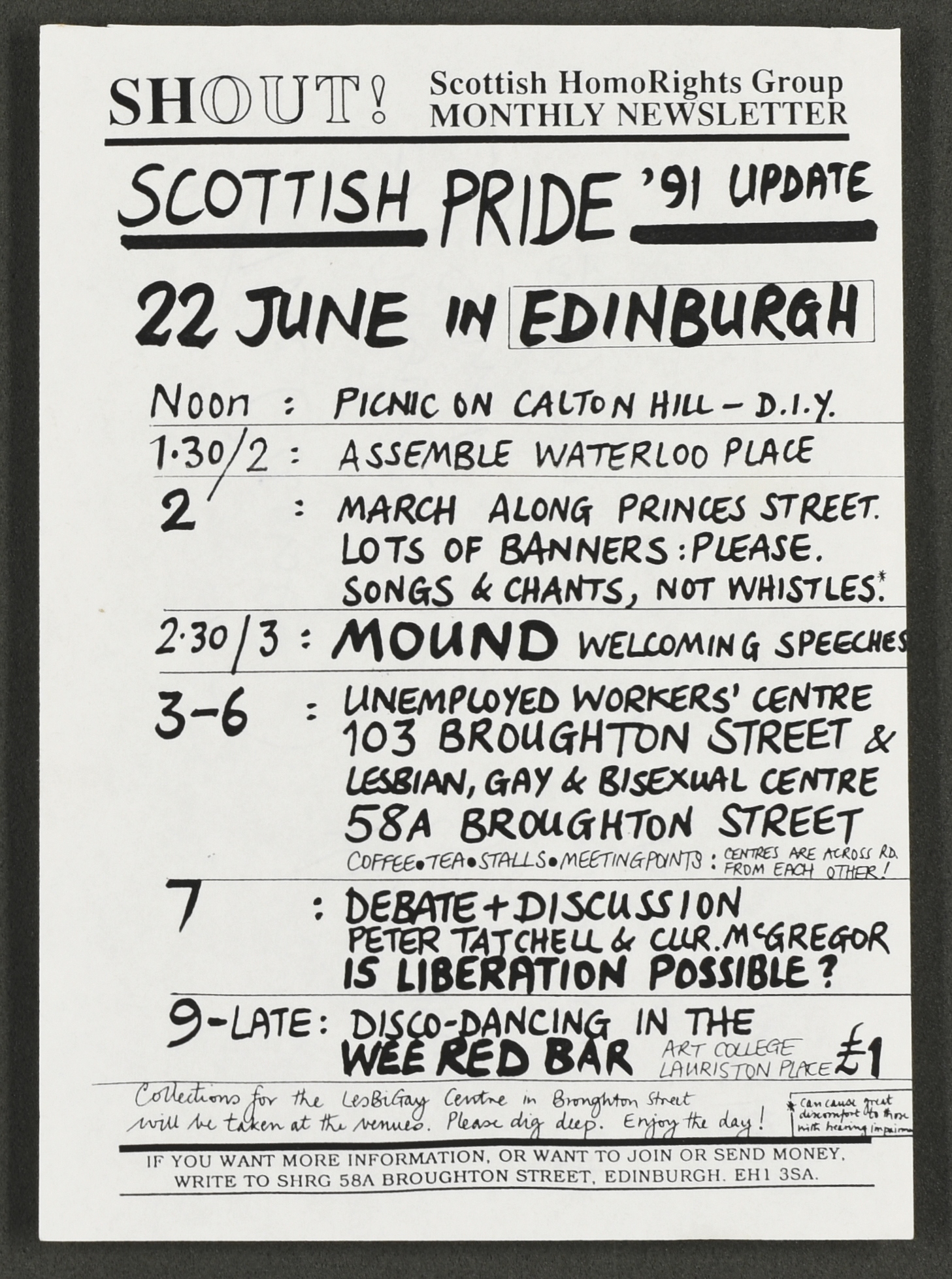 Scottish Pride flyer, 1991