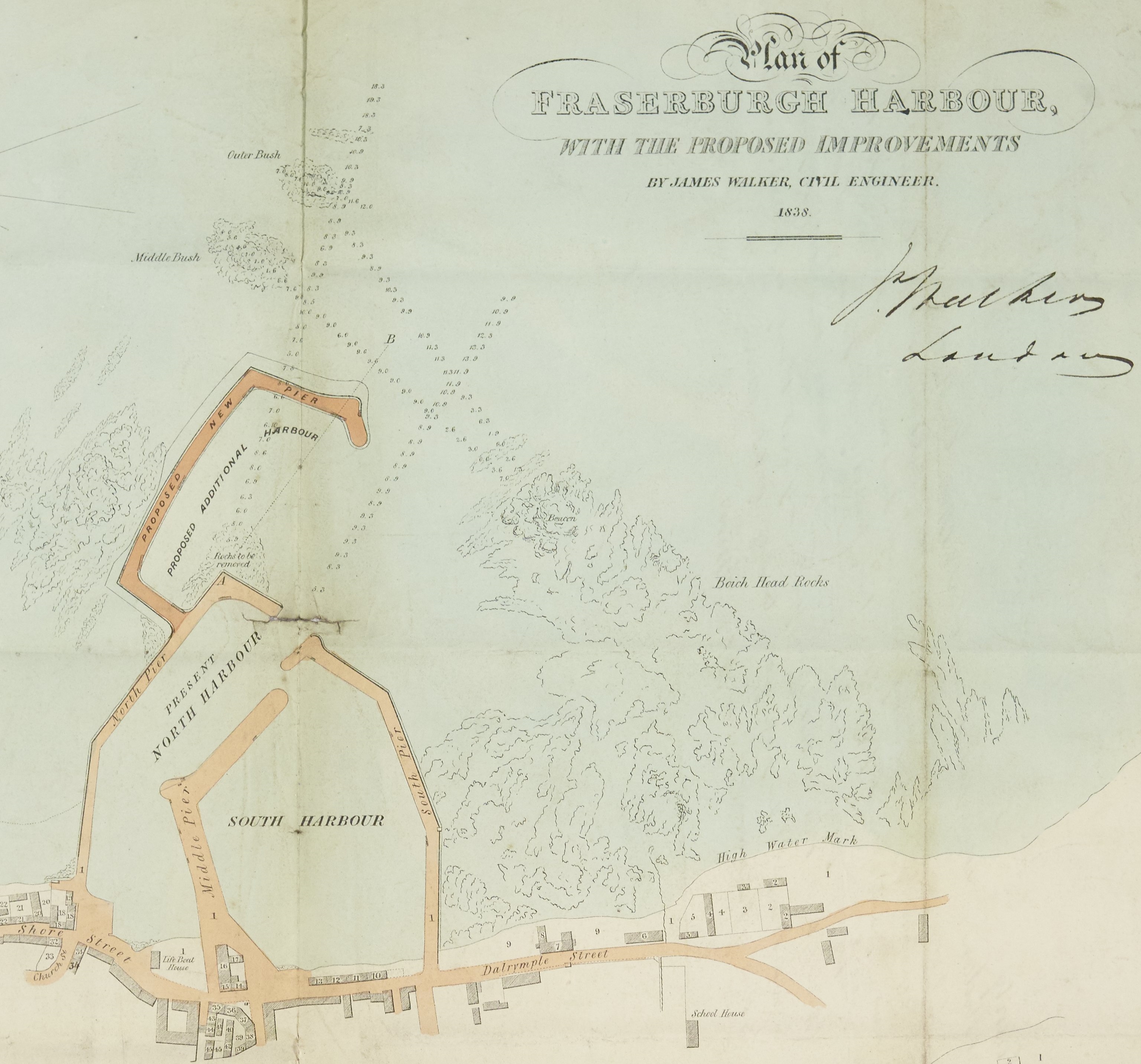 Detail of a plan of Fraserburgh Harbour showing proposed improvements