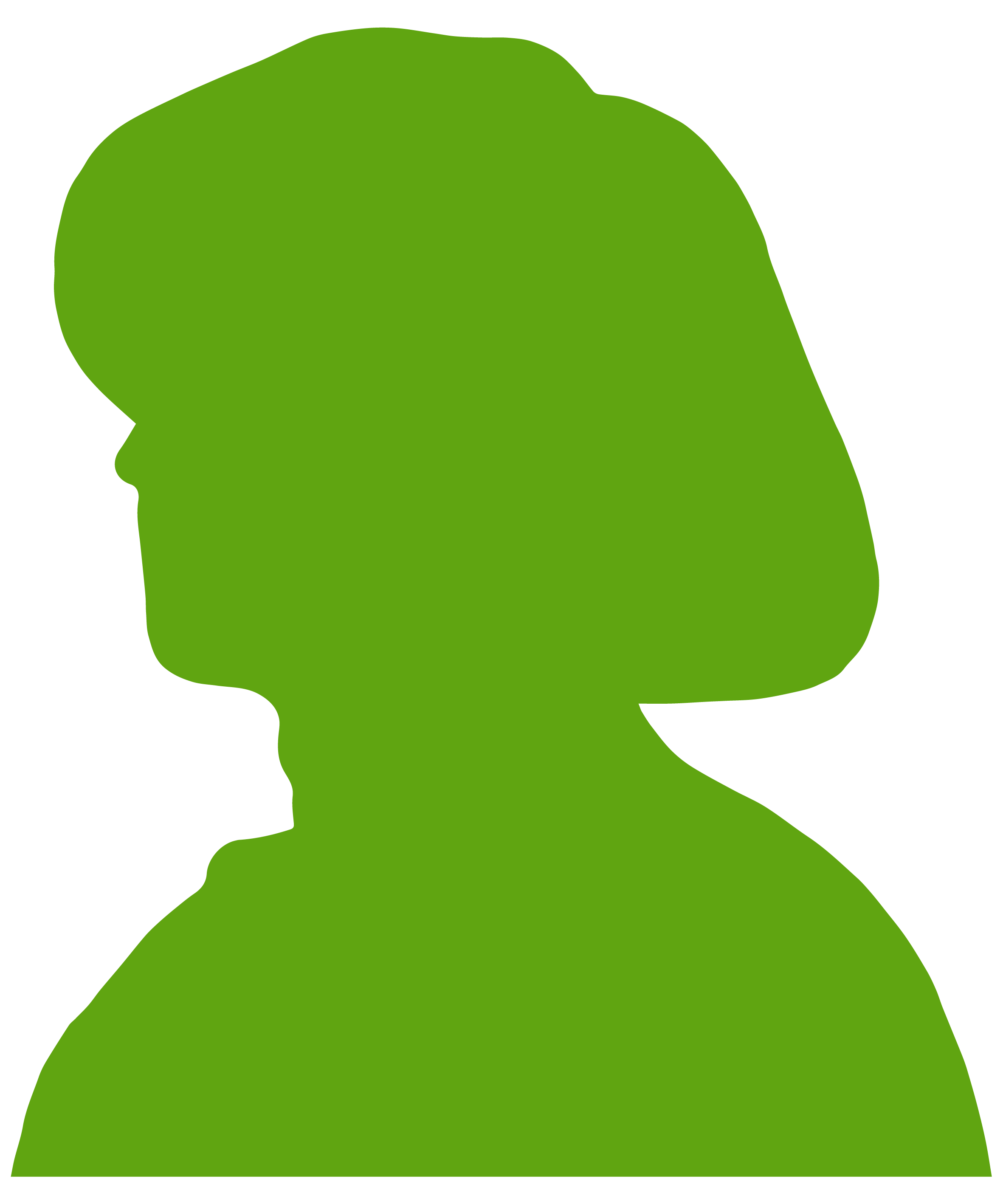 Green silhouette of Ethel Moorhead