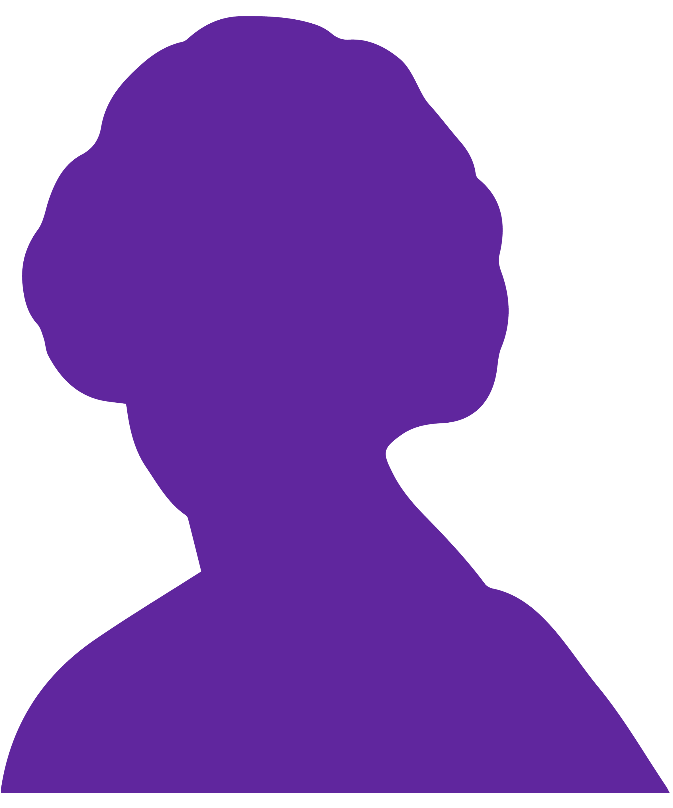 Purple silhouette of Marion Pollock
