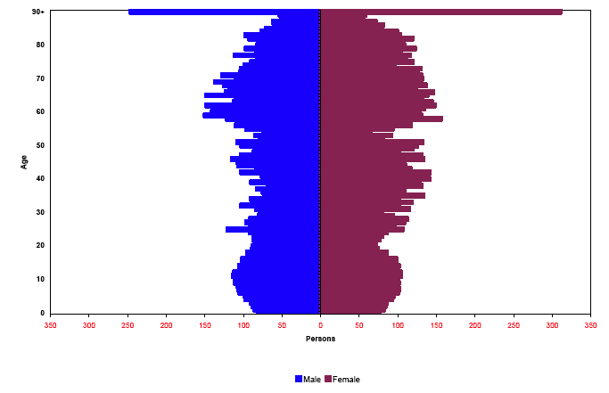Figure 1.2b: Projected population by age and sex, CNP, 2031
