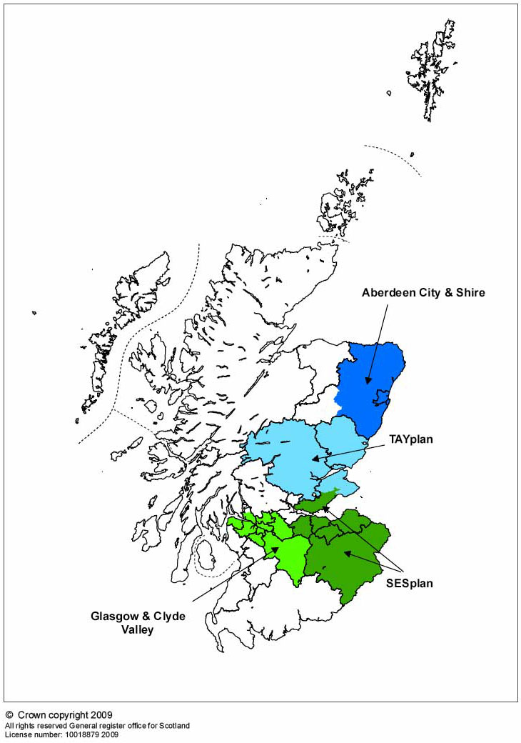 Map 1: Map of Scotland showing locations of SDP areas